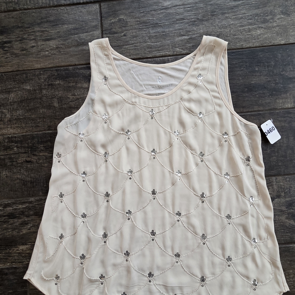 #460 Juicy Couture Beige Tank Top with Silver Accents